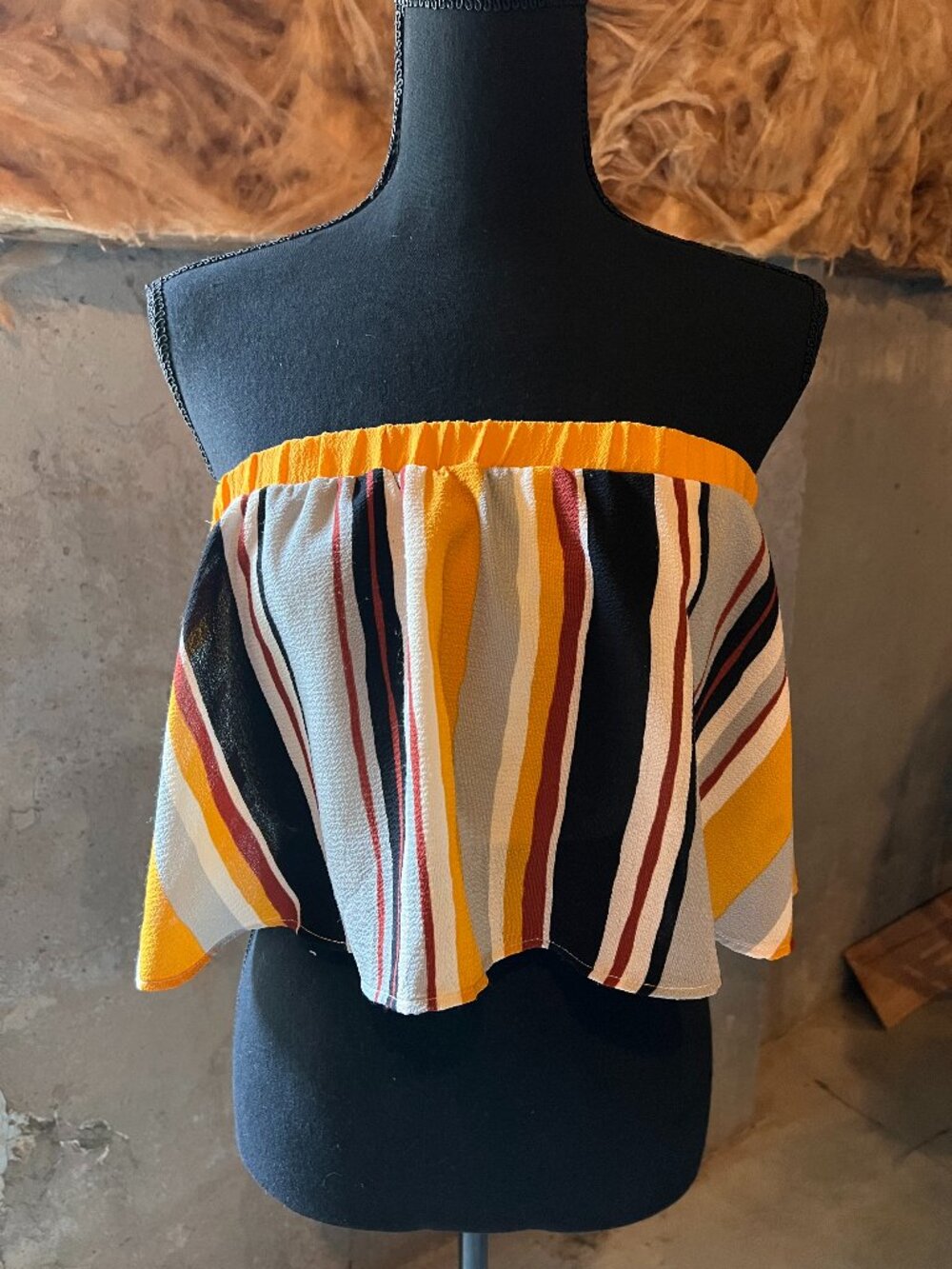 Blue Blush Striped Bandeau Top w/ Flowy Hem